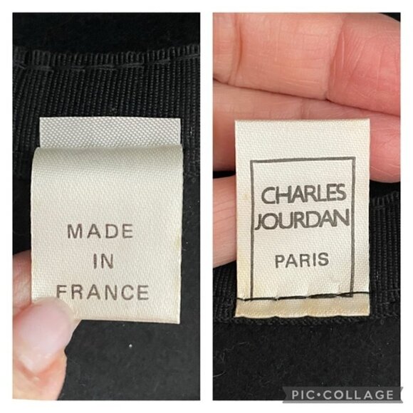 Vintage Charles Jourdan Paris Black Wool Brim Hat - Small 🇫🇷 - Picture 8 of 11